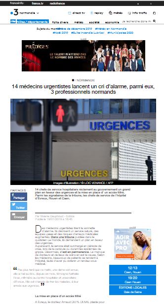 Capture article france 3 cri d alarme des medecins urgentistes